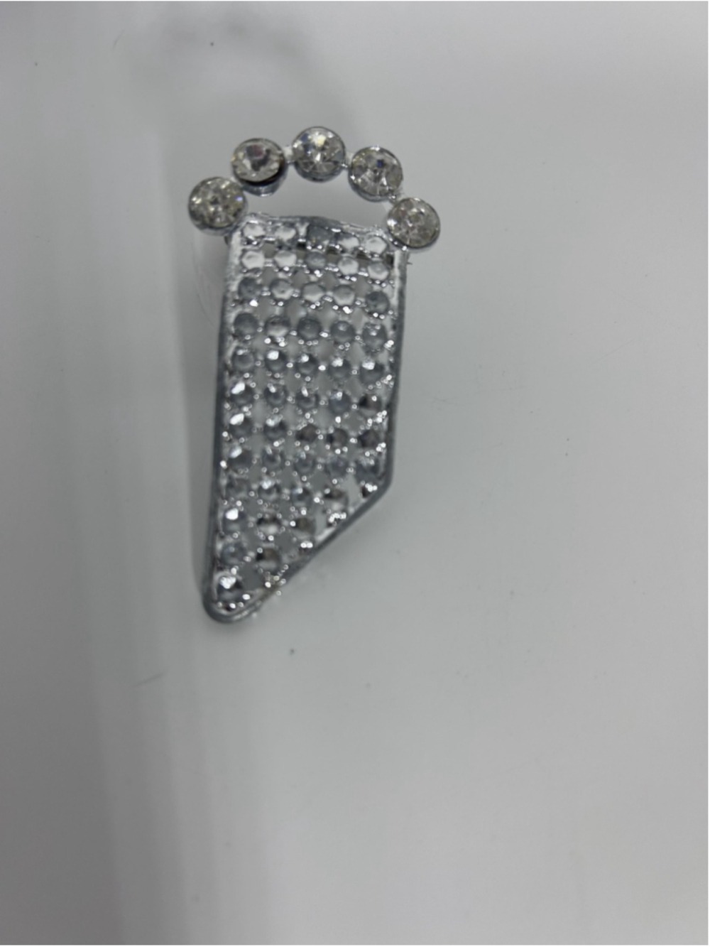 Brooch Silver Tone Rhinestone Pave Tapered Bar Abstract Statement Pin Jewelry - Picture 1 of 6